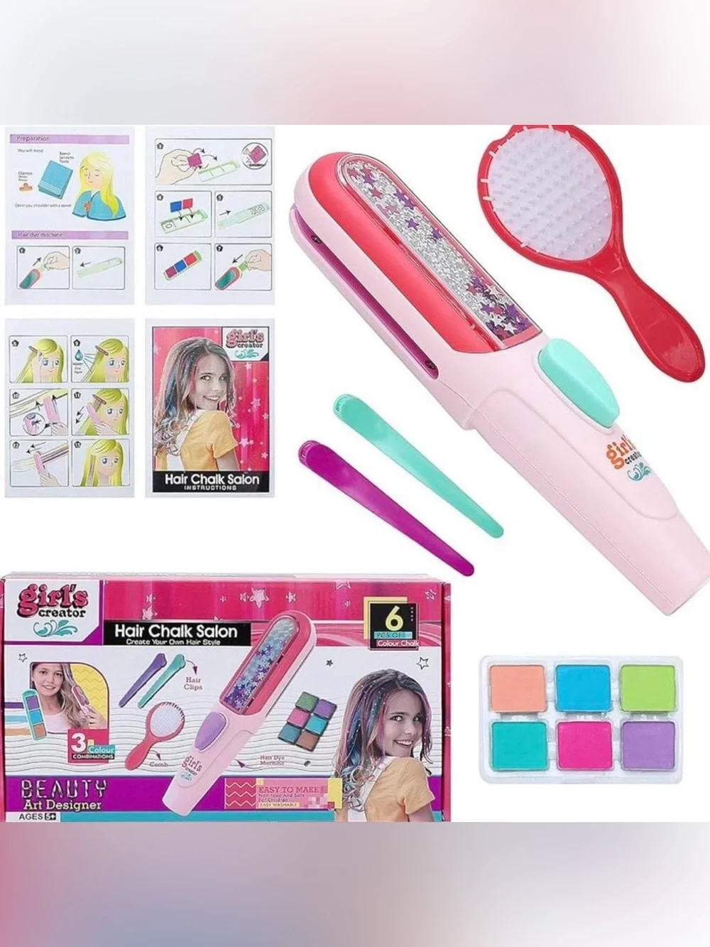 Girl's Creator 6-Color Hair Chalk Salon